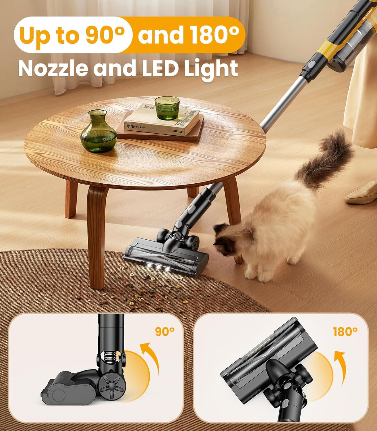 Qimedo Cordless Vacuum Cleaner - 8000mAh, 700W Powerful Suction, 7-in-1 with 90" Extension Tube & 2L Dust Cup for Home & Pet Hair