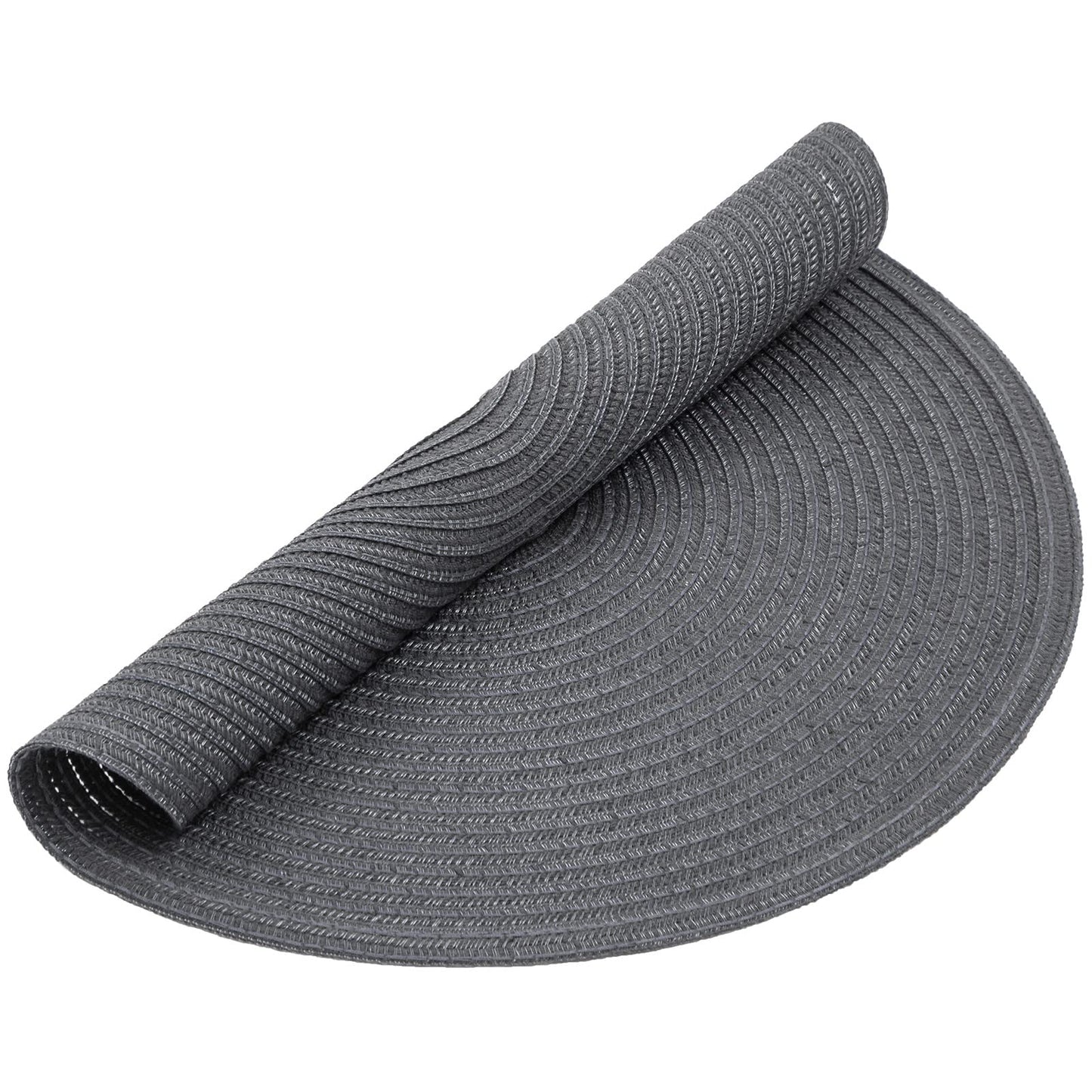 SHACOS Round Placemats Set of 6 Washable 15 inch Round Table Mats Cotton Polyester Woven Braided Place Mats for Dining Table (Charcoal Gray, 6)
