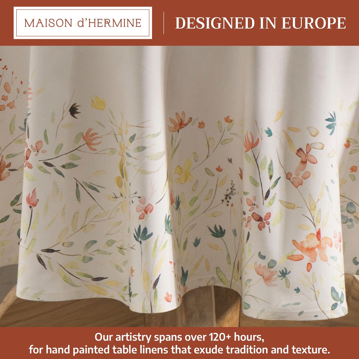 Maison d' Hermine Table Cloth Round Table 100% Cotton 63 Round Inches Tablecloth Reusable Decorative for Dining Kitchen Room Farmhouse Home Gifts for Mothers Day Spring Summer - Colmar