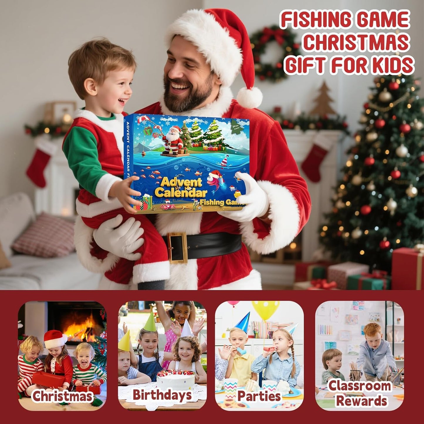 Skiennix Fishing Advent Calendar 2026 - 24-Day Wooden Countdown for Kids | Fun Marine Learning Gift