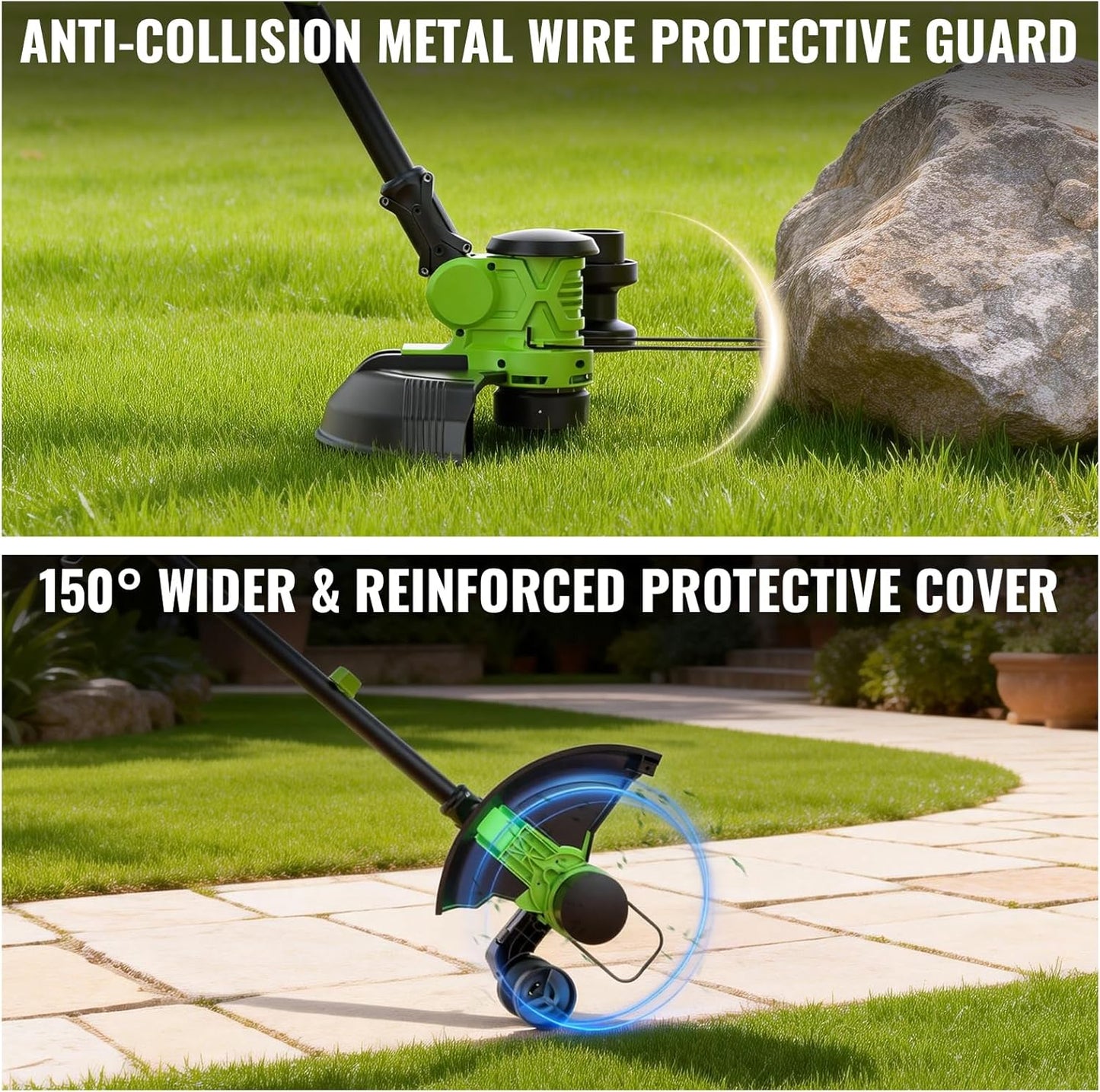 Skiennix 12" Cordless Weed Wacker - Powerful Electric Grass Trimmer with 2x5.0Ah Battery & Charger | Lawn Edger Tool
