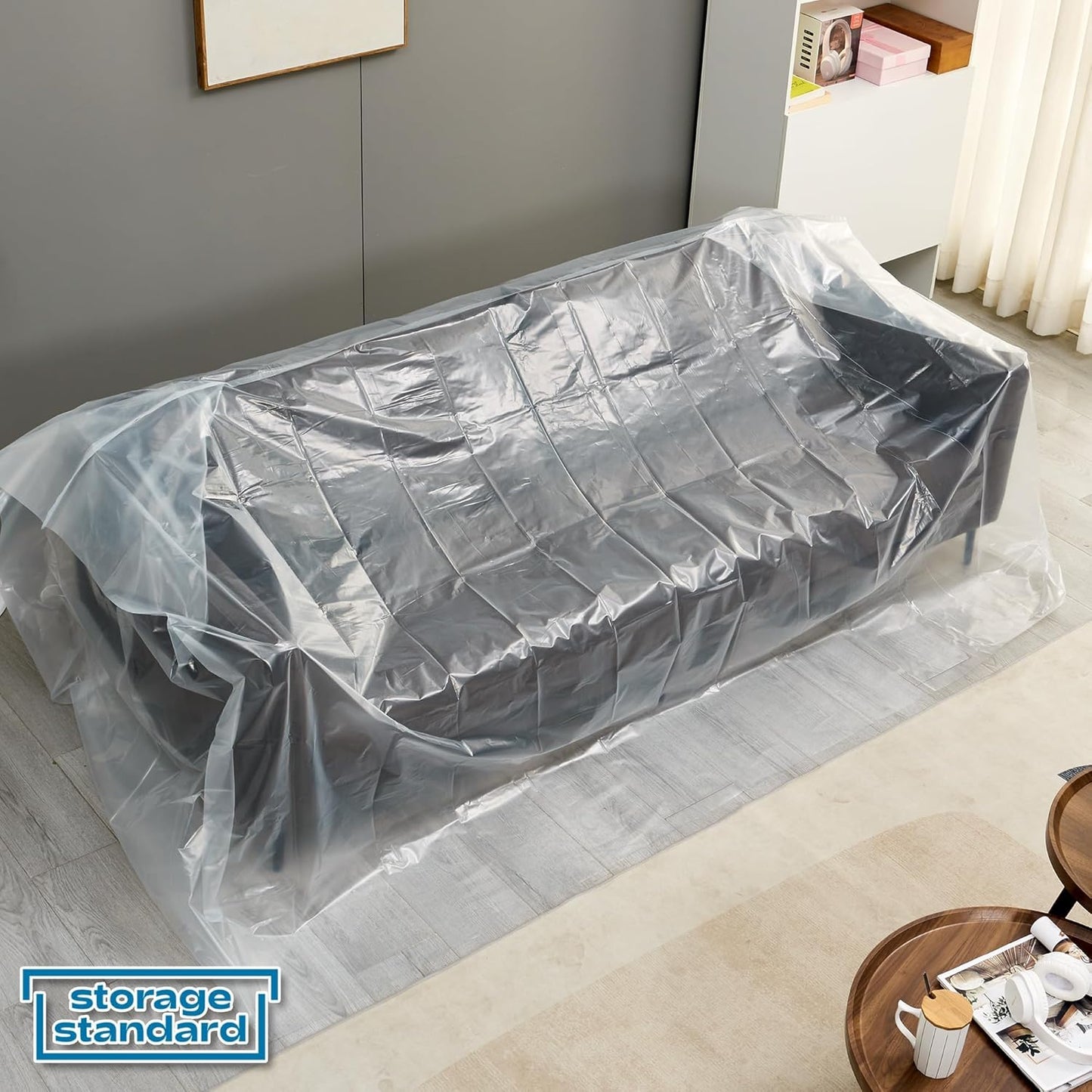 Plastic Furniture Covers - Heavy-Duty Waterproof Couch Cover for Moving | Extra Large 96 x 42 x 62 Inch
