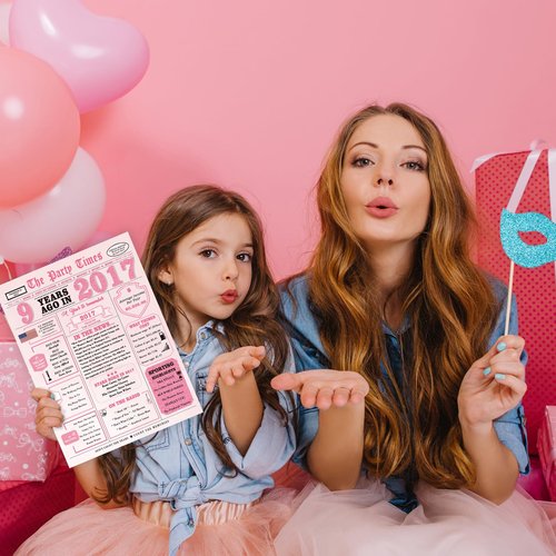 IDU 9th Birthday Card for Girls,9th Birthday Decorations & Gifts for Girls,9 Year Old Girl Gift Cards for Daughter Granddaughter Niece