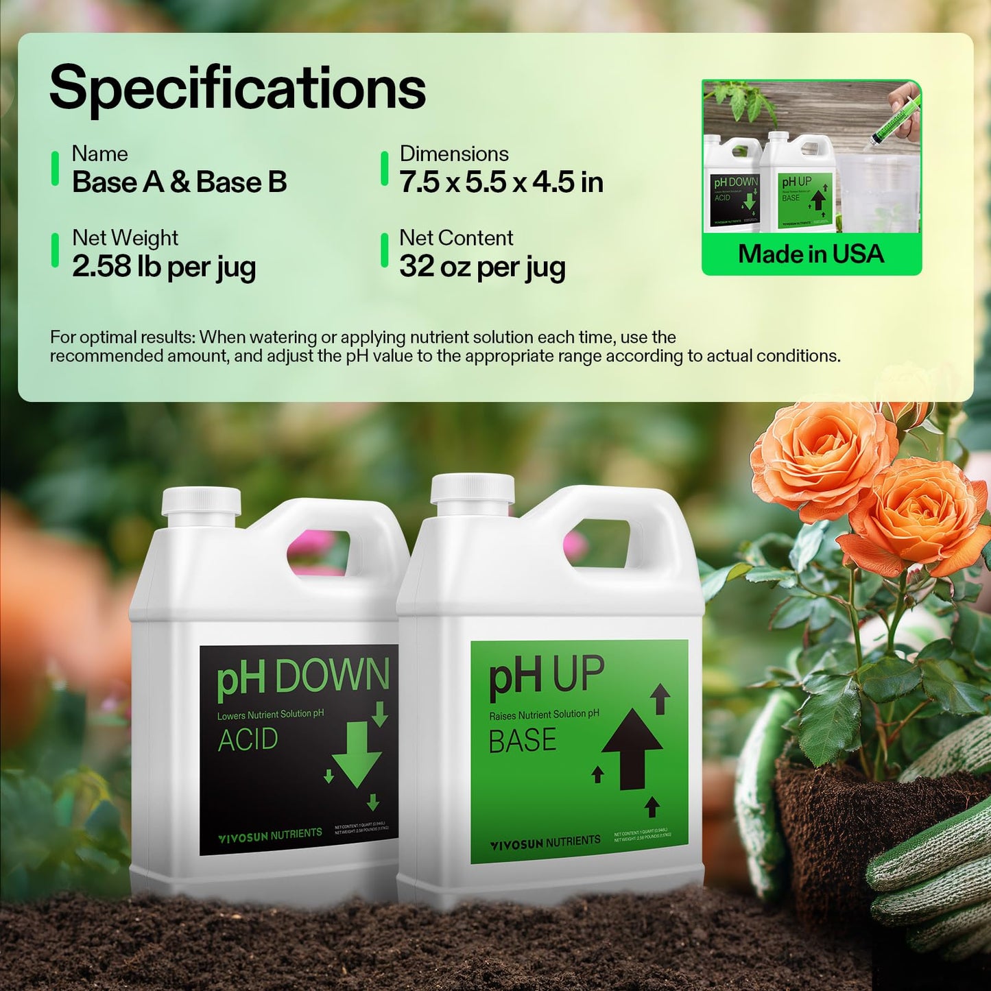 VIVOSUN pH Up & pH Down Kit, 1 Quart Each, pH Control Kit for Balanced pH Level and Optimal Nutrient Uptake, pH Adjuster Liquid Fertilizer for All Plants and All Growing Systems
