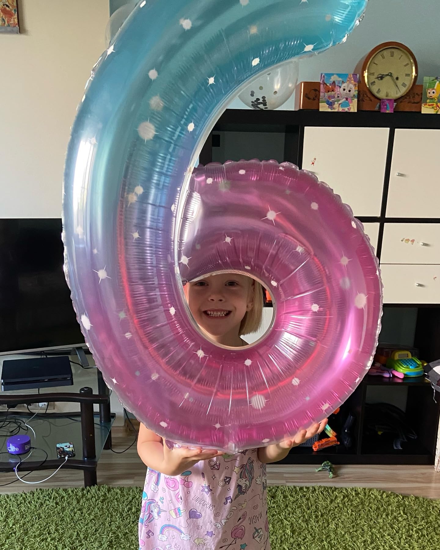 Starry Sky 7 Balloon, Number Balloons 40 Inch, 7th Birthday Decorations for Girls Kids, Party Decoration for Women, Number 7 Balloon