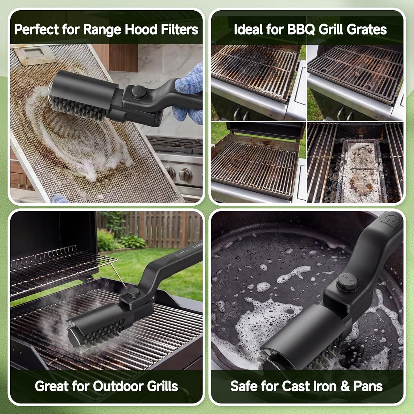Skiennix Electric Grill Brush - High Torque BBQ Cleaner with 3-Speed Modes & Reinforced Bristles