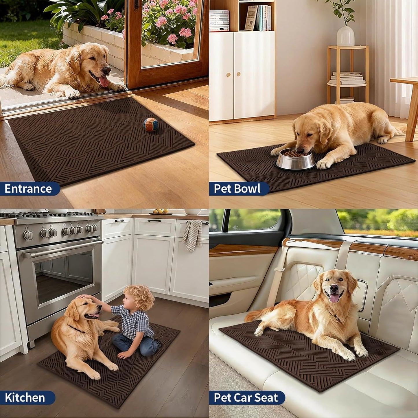 YIHOUSE Dirt Trapper Door Mat - Non-Slip, Washable, Dirt Resistant | 20" x 32", Brown Entryway Mat