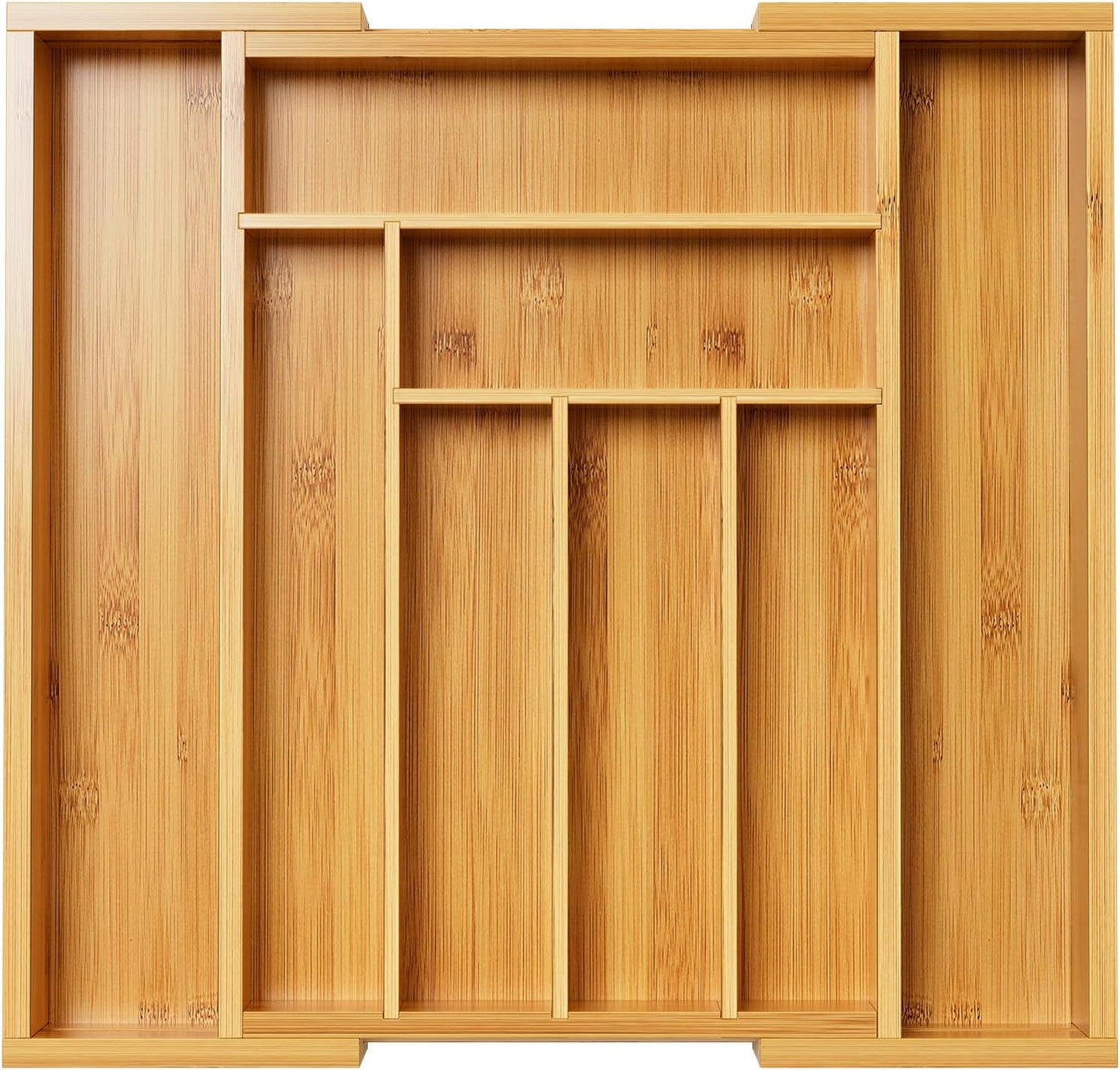 Pipishell Bamboo Drawer Organizer - Adjustable Utensil Holder & Cutlery Tray | Versatile Wood Dividers for Kitchen & Home