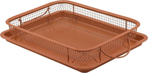 G&S Nonstick Crisper Basket Set - Durable Copper Baking Pan | 2-Piece Easy-to-Use Design
