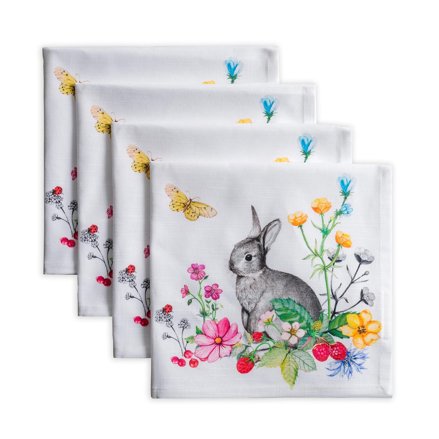 Maison d' Hermine Cloth Napkins Set of 4 100% Cotton Everyday Reusable Square Napkins Cloth Washable Dinner Party Wedding Restaurant Gifts for Mothers Day Spring/Summer (Printemps, 20" x 20")