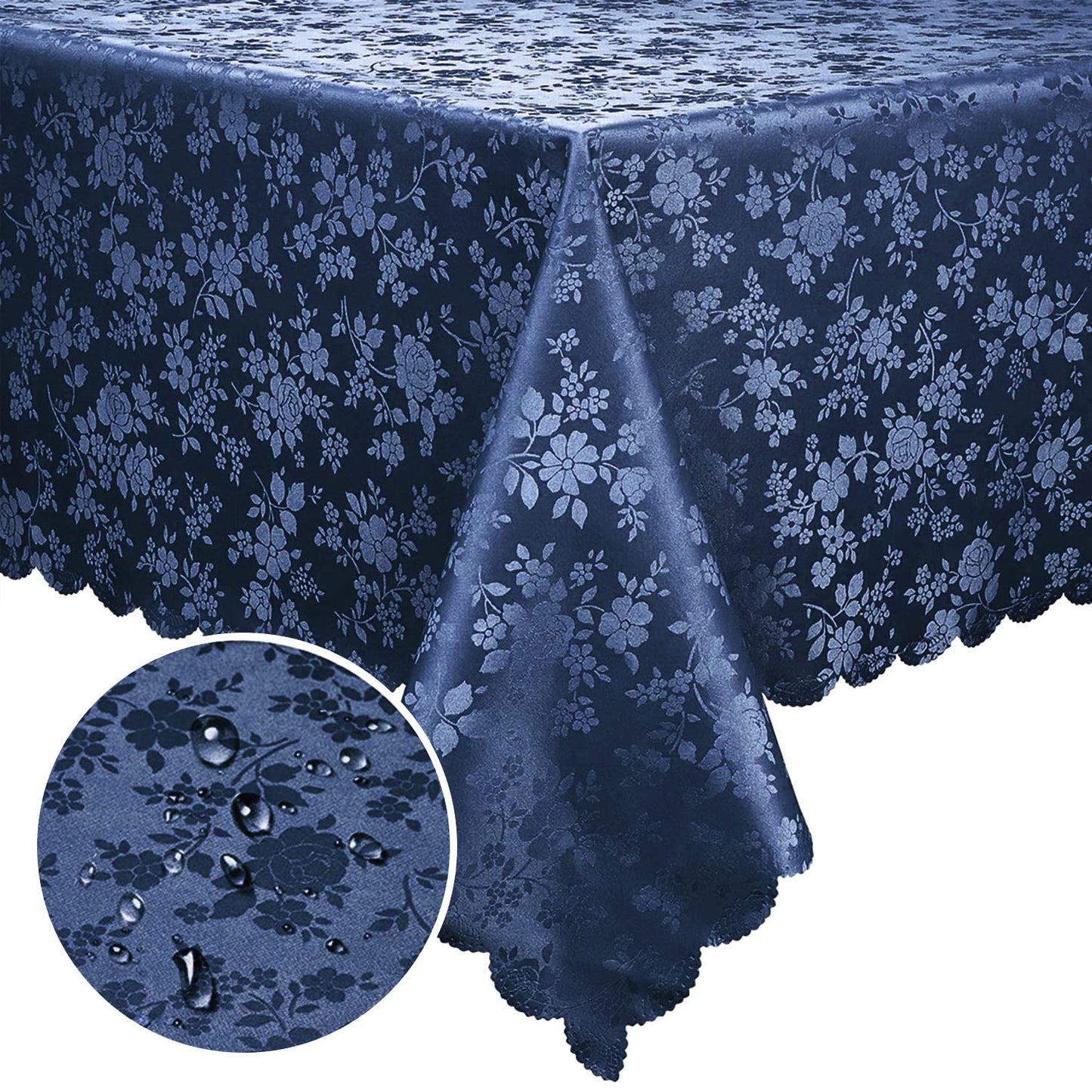 Smiry Rectangle Table Cloth, Waterproof Heavy Duty Vinyl Tablecloths, Wipeable Washable Table Cover for Kitchen and Dining Room (Navy Blue, 70" X 90")