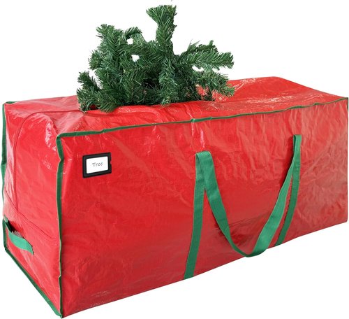 Cosy Family Christmas Tree Storage Bag - Durable Extra Large 9 ft Heavy Duty Design with Reinforced Handles & Dual Zippers | Red