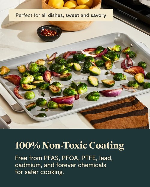 Caraway Non-Stick Ceramic Baking Sheet - Non-Toxic, PTFE & PFOA Free - Large Slate (18" x 13") for Baking & Roasting