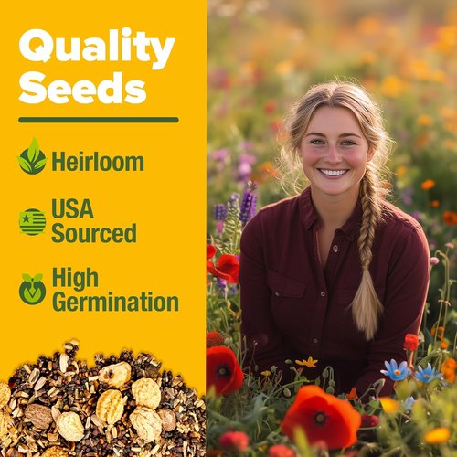 HOME GROWN Premium Wildflower Seeds Bulk Mix - 59,300+ Seeds in 19 Varieties for Pollinators | Perennial & Annual Seed Mix