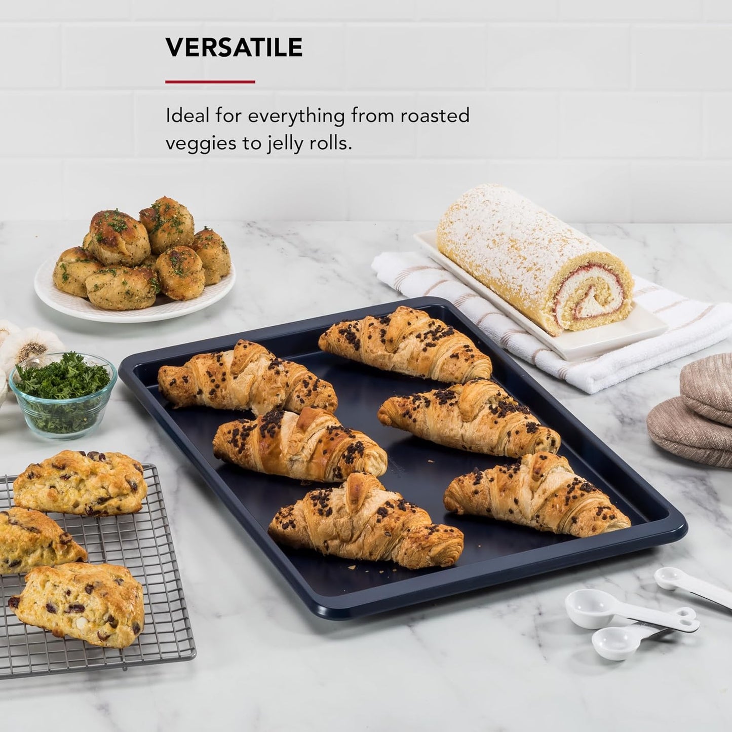 KitchenAid Nonstick Baking Sheet - 13x18in Aluminized Steel in Ink Blue for Perfect Baking
