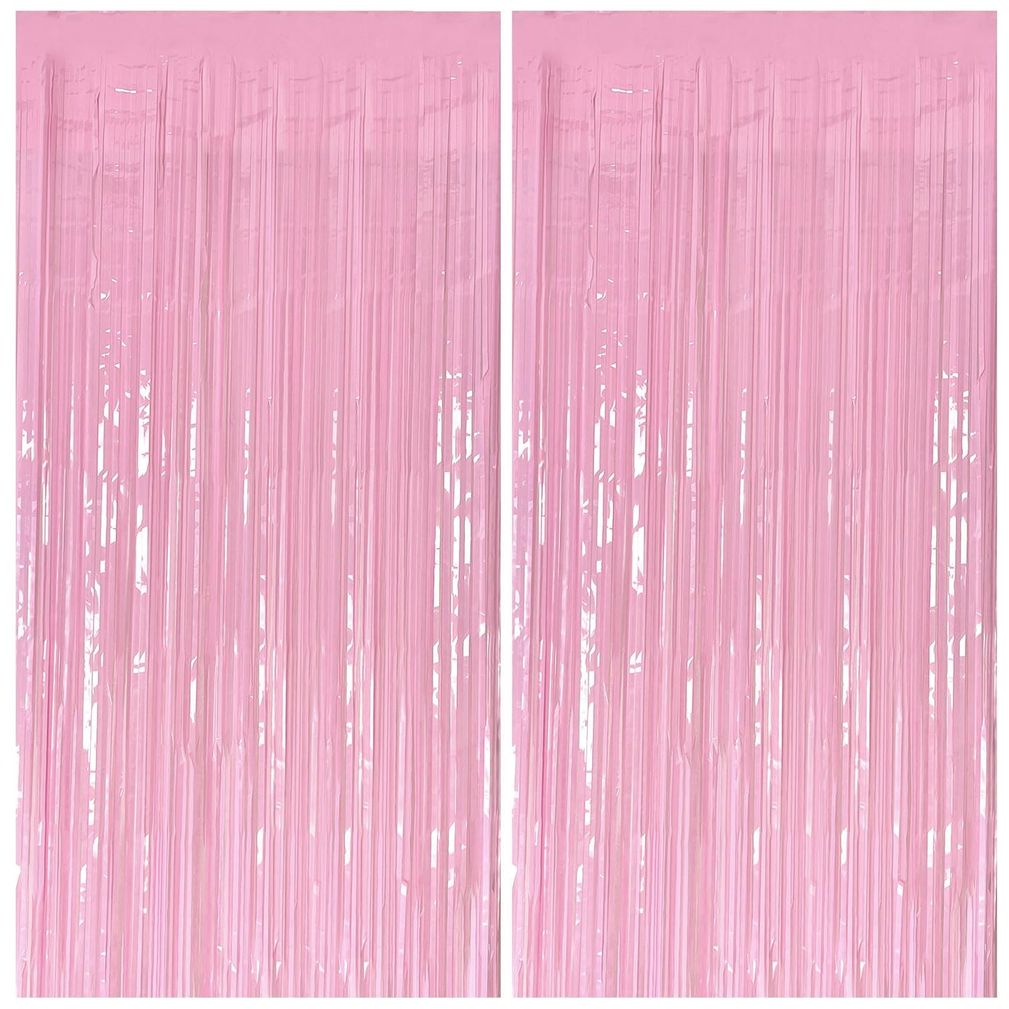 Pastel Pink Party Streamers Foil Fringe Backdrop Curtains Tinsel Streamers Birthday Party Decorations Fringe Backdrop for Birthday Valentines Gender Reveal Party Bridal Shower
