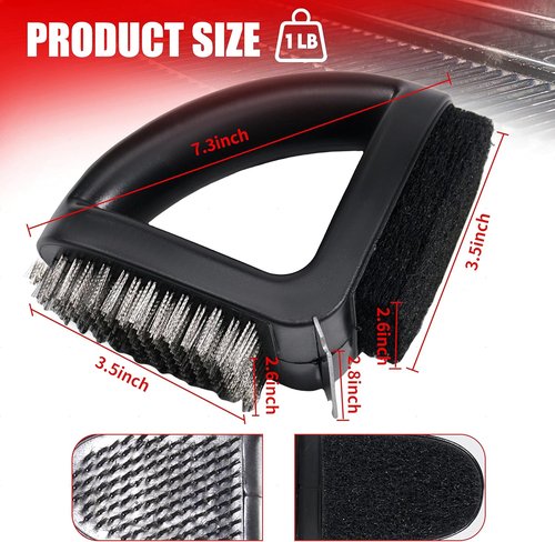 4-in-1 Grill Brush by [Brand Name] - Heavy-Duty Bristle-Free Sponge Pad & Wire Cleaner for Outdoor Grills
