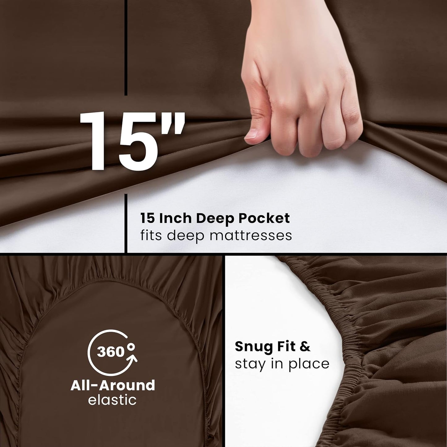 Utopia Bedding Queen Fitted Sheet - Soft Microfiber with Deep Pockets - Fade Resistant - Brown