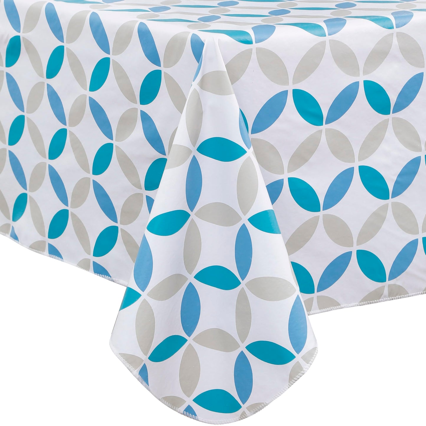 Walrus Heavy Duty Vinyl Tablecloth with Flannel Backing Waterproof Oil-Proof Plastic Table Cloth Stain-Resistant Wipeable Table Cover for Indoor and Outdoor (Geometric Leaf,60x84 Inch)