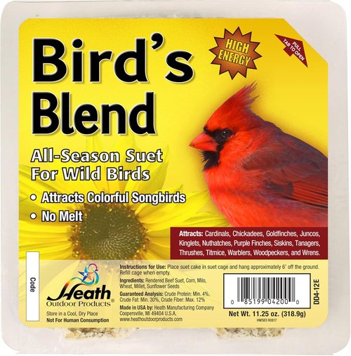 Heath Outdoor Products High Energy Suet Cake - All Season, Case of 18 for Wild Birds