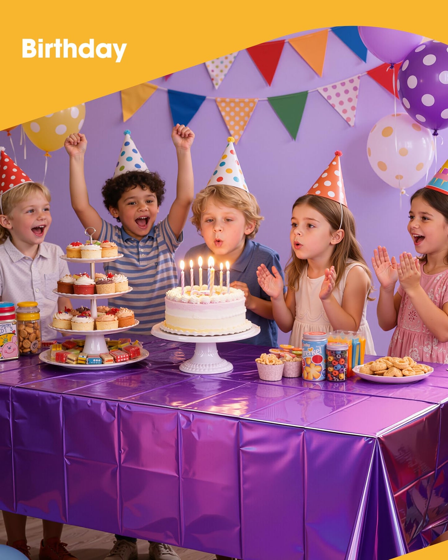 Niuara Iridescent Purple Plastic Table Cloth - 4 Pack 54" × 108" Rectangle Disposable Tablecloths for 6FT Tables, Table Cover for Party, Holiday & Gathering Use