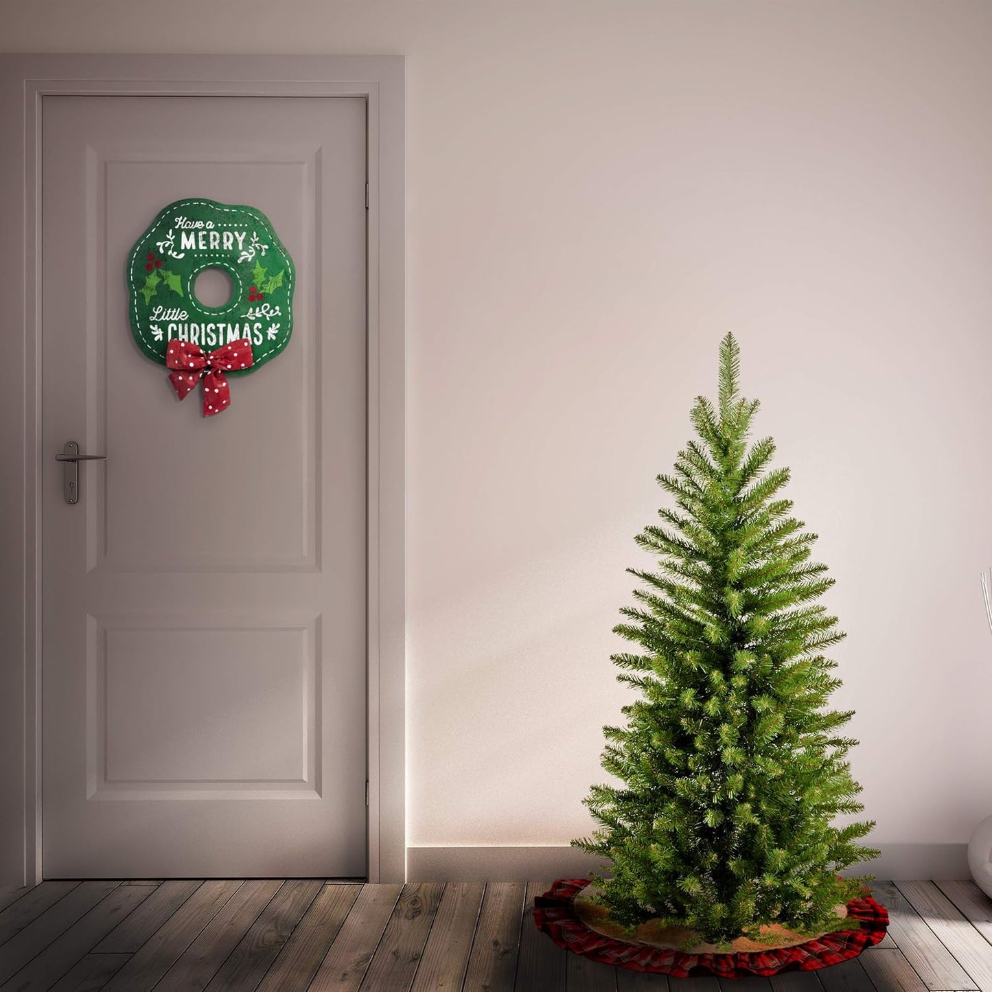 National Tree Company 4 Ft Slim Kingswood Fir Mini Christmas Tree - Unlit, 269 Tips, Green with Stand