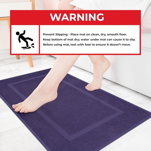 Cotton Paradise 100% Cotton Bath Mats - Soft, Absorbent, Quick-Dry Set of 2 | 20x34 Inches, Purple