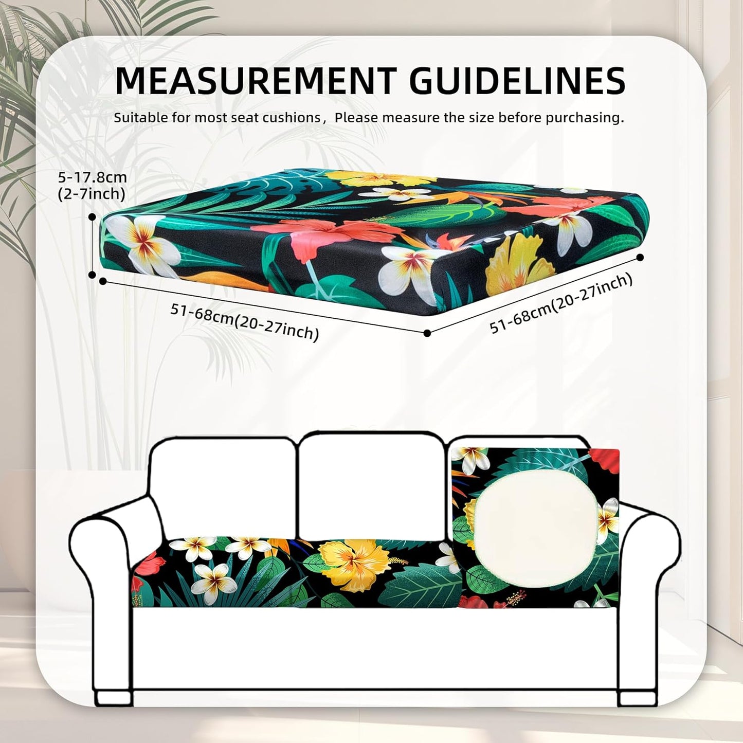 Skiennix 8-Piece Stretch Patio Cushion Covers - Washable Floral Leaf Slipcovers for Outdoor Furniture