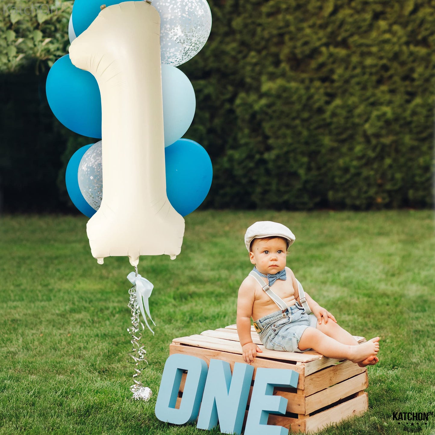 KatchOn, Cream Number 1 Balloons for 1st Birthday - Giant 40 Inch | One Balloon for First Decoration | 1 Balloon Number For The Big One Birthday Decorations | 1st Happy Anniversary Decorations