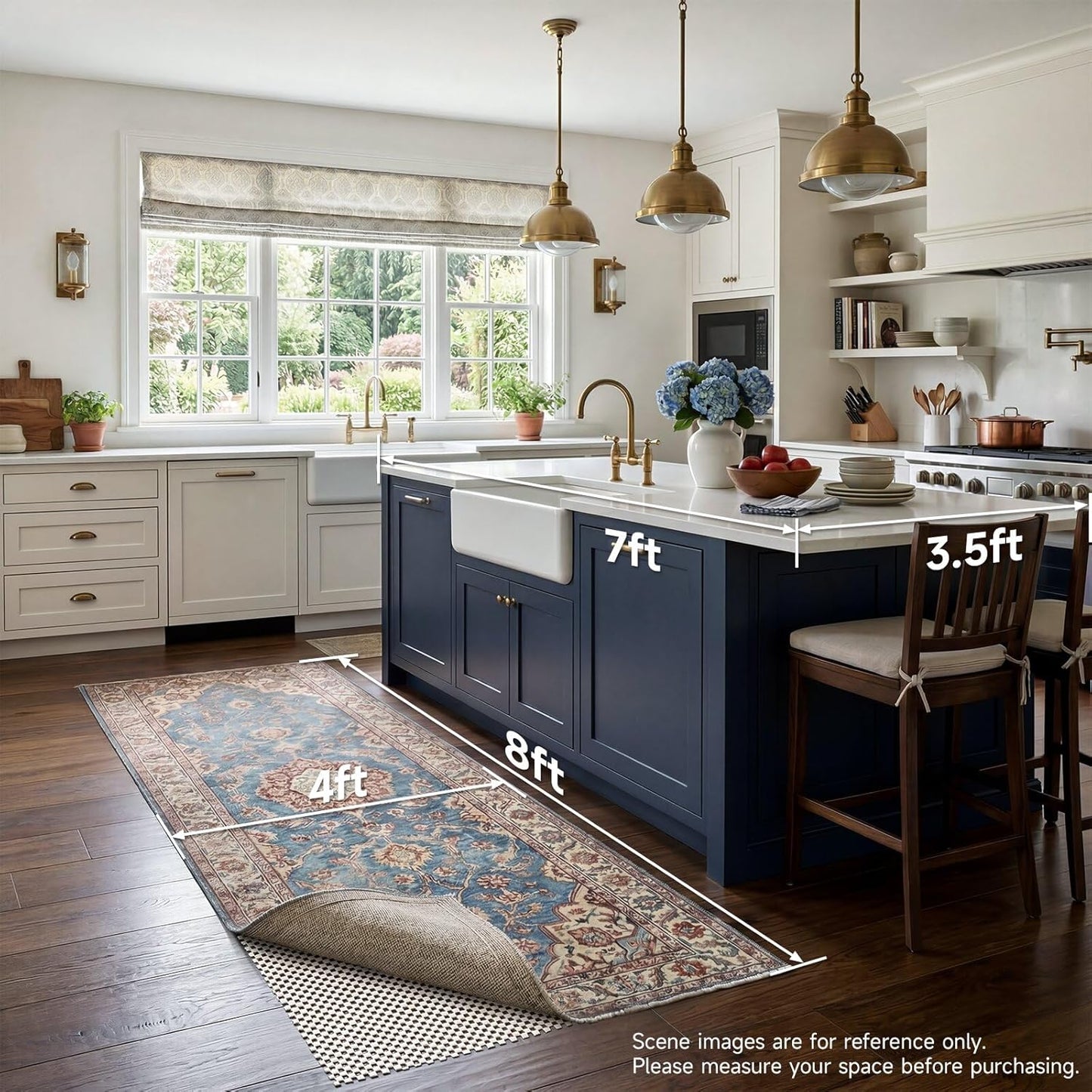 Veken Non-Slip Rug Pad Gripper - Thick 4x8 Ft Area Rug Mat for Hardwood & Tile Floors