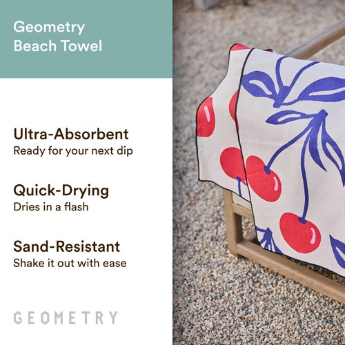 GEOMETRY Micro-Loop Beach Towel – Spring & Summer Collection – Quick-Dry, Sand-Resistant, Ultra-Absorbent Compact Towel for Beach & Travel (Cherry Slush)