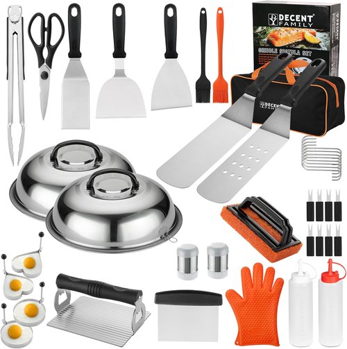 DY Decent Family 40-Piece Griddle Accessories Kit - Essential Flat Top Grill Tools for Outdoor BBQs