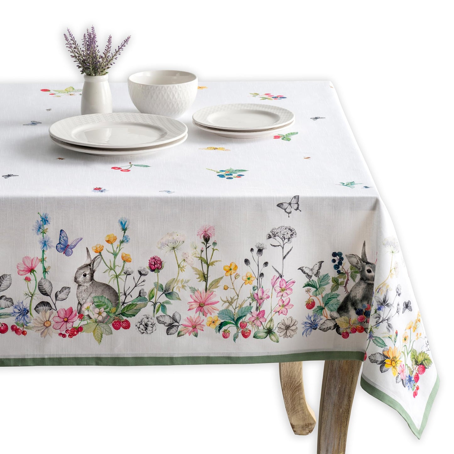 Maison d' Hermine Table Cloth Rectangle Table 100% Cotton 70 x 108 Inches Tablecloth Reusable Decorative for Dining Kitchen Room Farmhouse Home Gifts for Mothers Day Spring Summer - Printemps