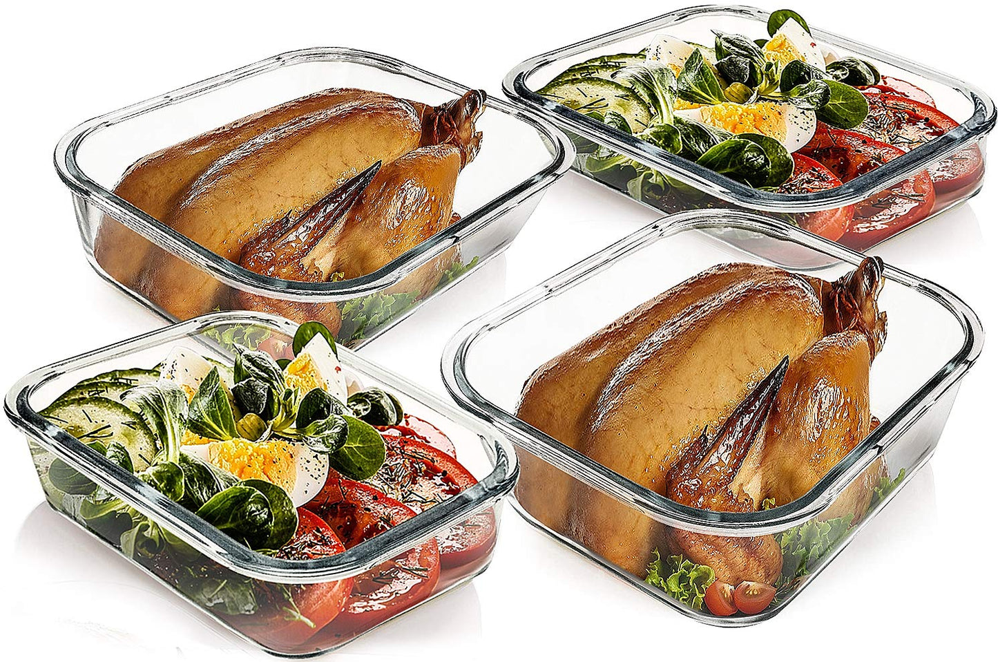 [80 oz & 36 oz]Extra Large Glass Food Storage/Baking Containers Set with Lids, 2 Pack 80 oz(10 cup)&2 Pack 36 oz (4.5 cup)Airtight Glass Container,Microwave,Oven,Freezer and Dishwasher, White