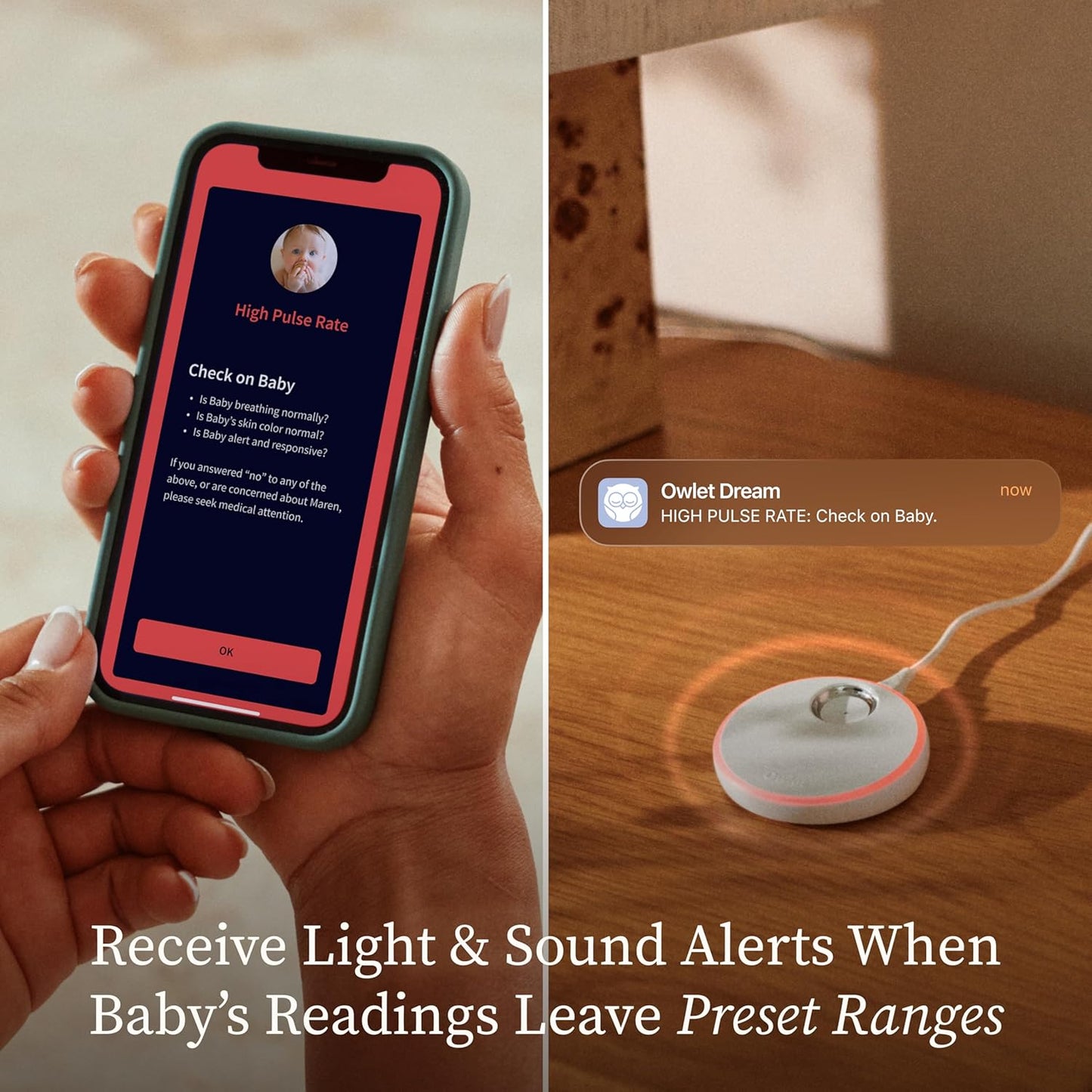 Owlet Dream Duo (Gen 3) Smart Baby Monitor Bundle - 2K HD Video & Dream Sock for Oxygen, Heart Rate, Sleep Tracking | App Health Insights