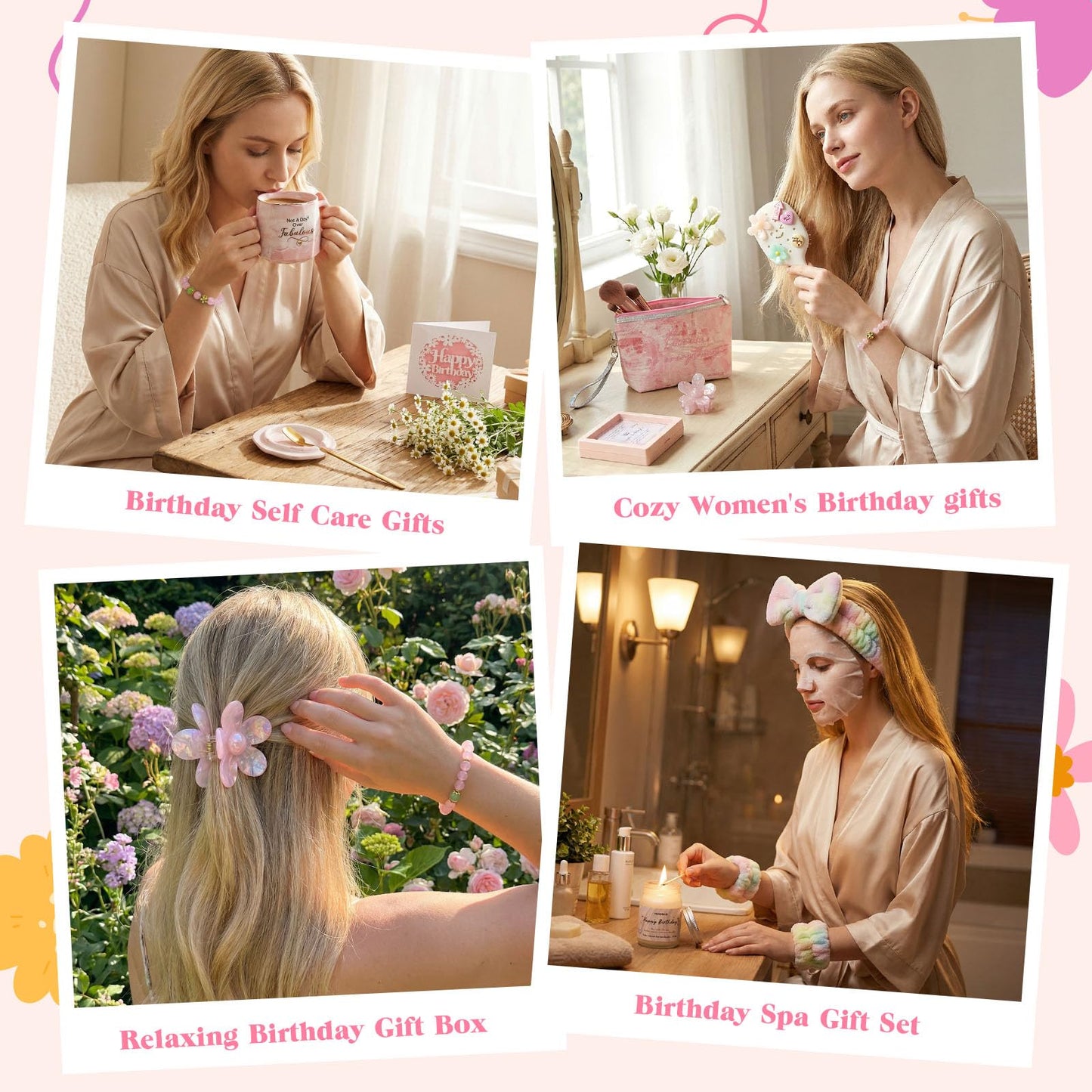 Birthday Gifts for Women Unique, Happy Birthday Gift Box for Teenage Girl, Daughter, Best Friend, Sister, Relaxing Self Care Birthday Gift Basket for Her 16th 18th 20th 21st 25th, Pink