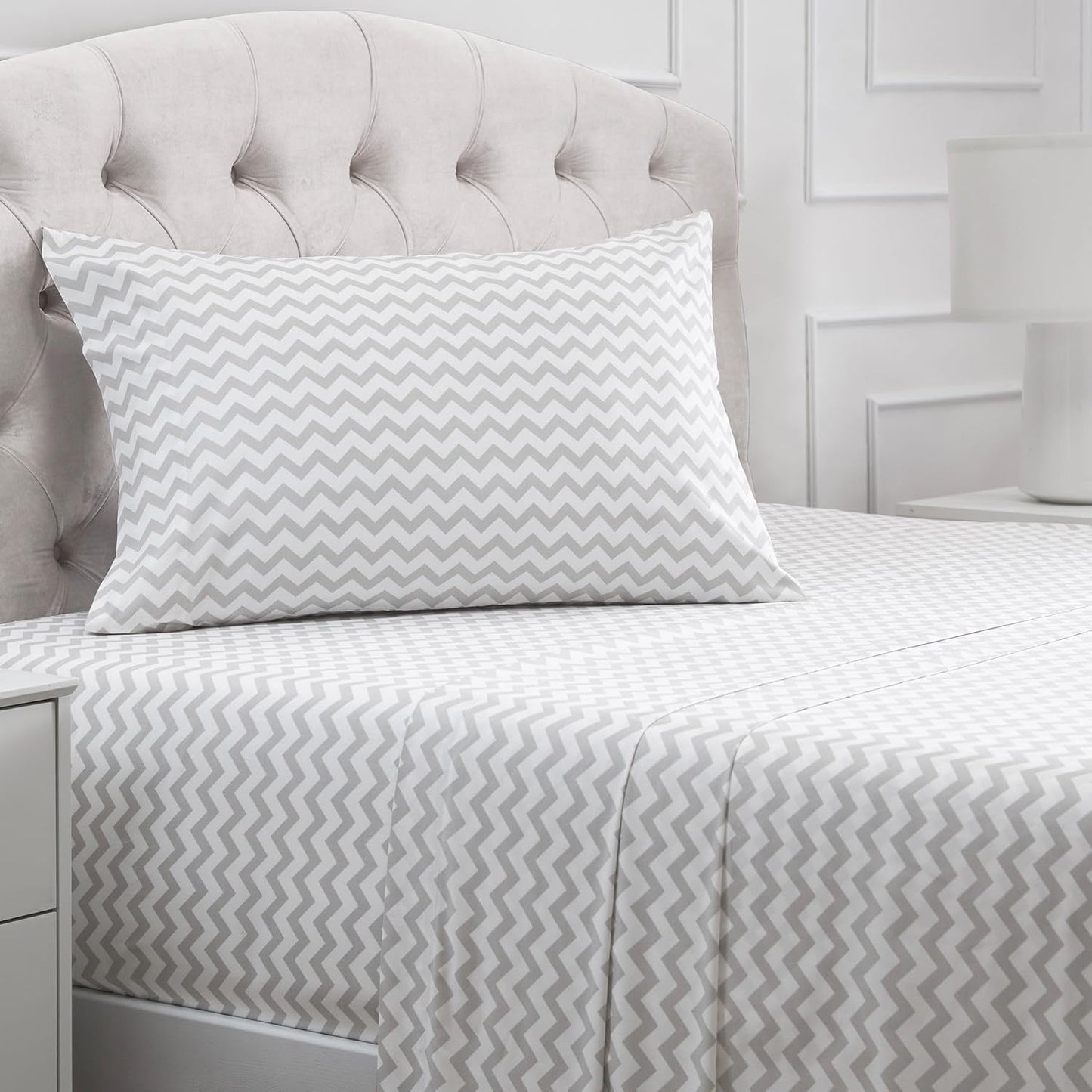 Mellanni Twin XL Sheets Set | 3-Piece Hotel Luxury Bedding - Extra Soft, Cooling, Wrinkle-Resistant (Chevron Gray)