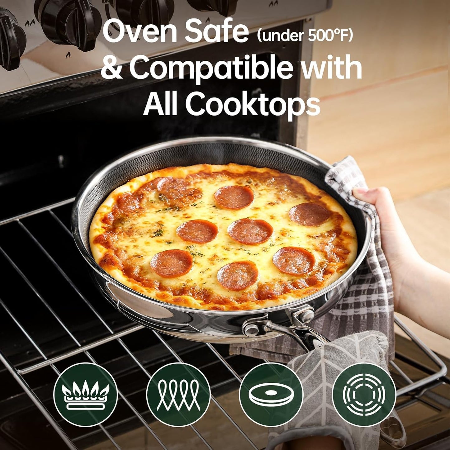 Skiennix 10-Inch Nonstick Frying Pan - PFOA-Free Hybrid Skillet with Stay-Cool Handle | Oven & Dishwasher Safe, Induction Compatible