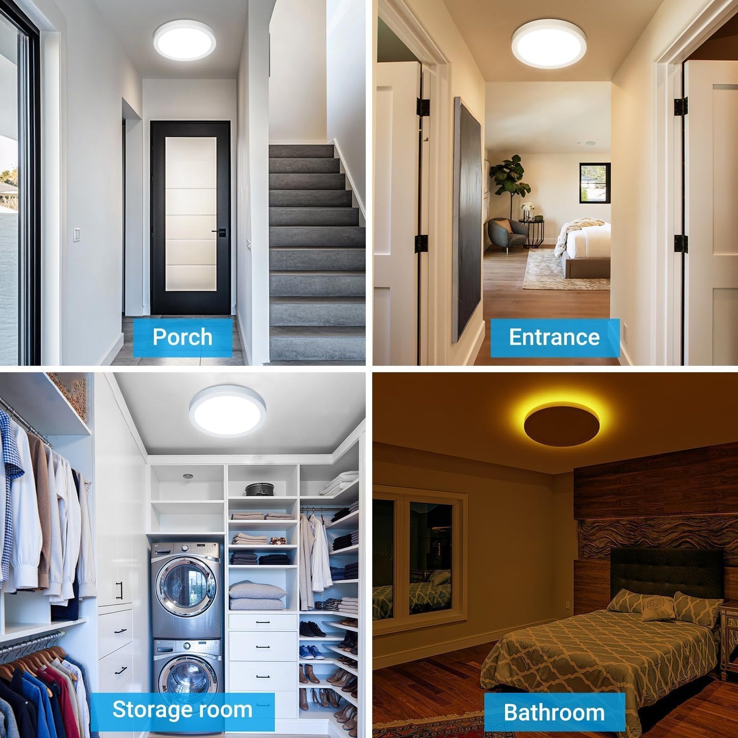 Fairdeer 7 Inch LED Ceiling Light with Night Light, 15W 1500LM 3000K Warm to 6500K Cold Light Selectable, Small Round White Flush Mount Light Fixture for Bedroom Bathroom Kitchen (No Dimmable)