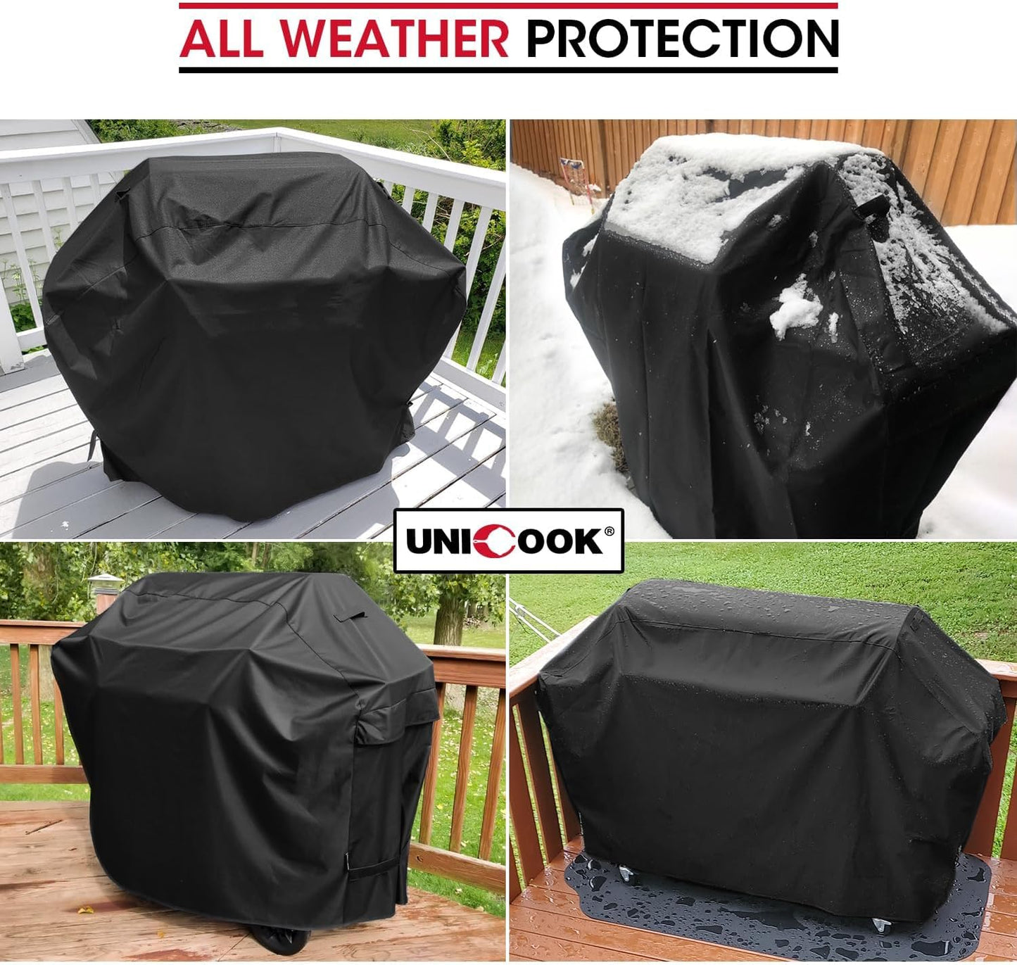 Unicook Heavy Duty BBQ Grill Cover - 65-Inch Waterproof & UV Resistant | Fits Weber, Char-Broil, Nexgrill