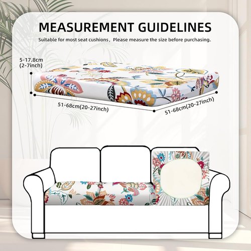 BIETYONE Outdoor Couch Cushion Covers - 8Pcs Washable & Reusable Slipcovers for Patio Furniture (Vivid)