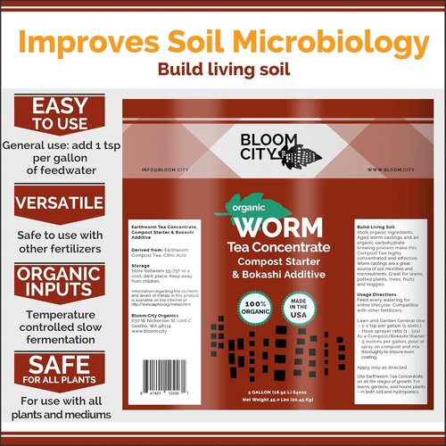 Bloom City Organic Earthworm Tea Concentrate - Compost & Bokashi Booster, Quart (32 oz)
