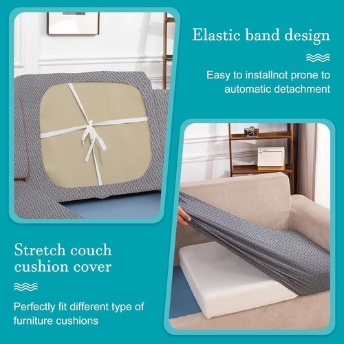 BIETYONE 12Pcs Stretch Patio Cushion Covers - Washable Outdoor Couch Slipcovers | Grey Furniture Protector