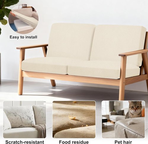 BIETYONE Patio Cushion Covers - 4Pcs Outdoor Sofa Slipcovers | Washable & Reusable Furniture Protectors