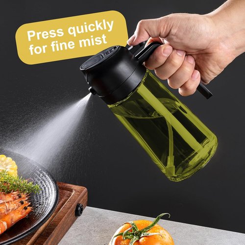 CXINYI - 16oz Olive Oil Dispenser with Stickers | 2-in-1 Sprayer for Cooking & Salad - 2 Black