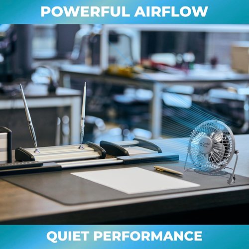 Comfort Zone Mini Desk Fan - High Velocity 4-Inch All-Metal USB Fan with 360° Adjustable Tilt & Quiet Operation | Perfect for Office, Home & Travel