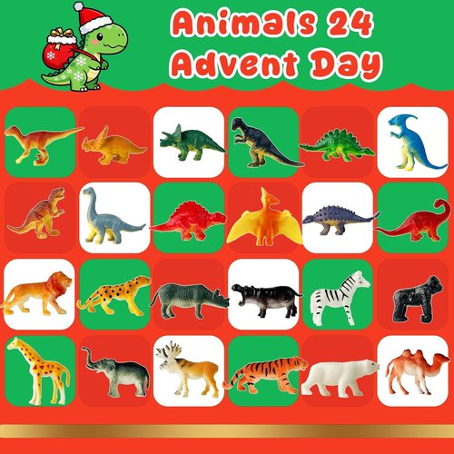 Dinosaur Advent Calendar 2025 - 24-Day Countdown with Realistic Figurines | Perfect Christmas Gift for Kids