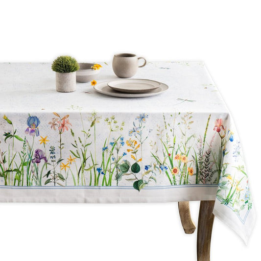 Maison d' Hermine Table Cloth Rectangle Table 100% Cotton 60 x 90 Inches Tablecloth Reusable Decorative for Dining Kitchen Room Farmhouse Home Gifts for Mothers Day Spring Summer - Fleurs De Mai
