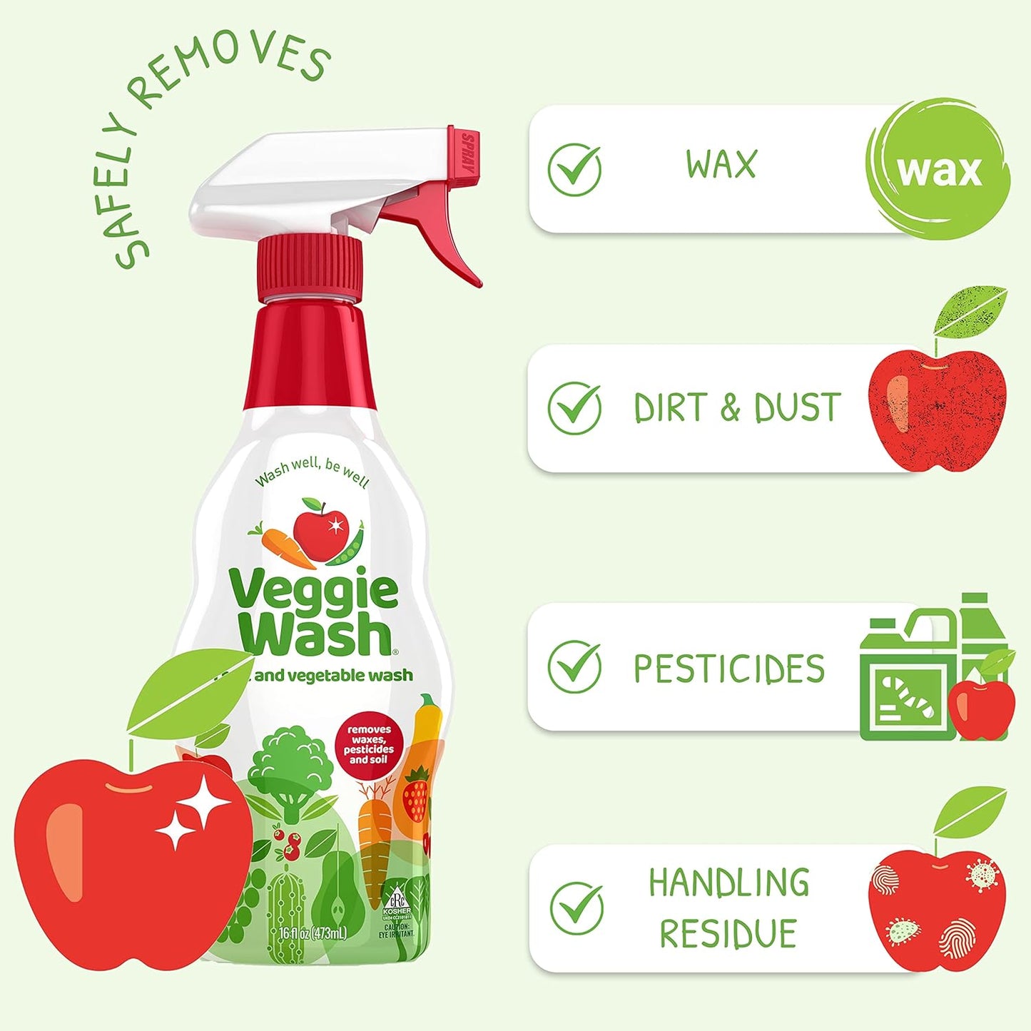 Veggie Wash | Fruit & Vegetable Cleaner - 16 Fl Oz, Pack of 2 for Fresh Produce Care