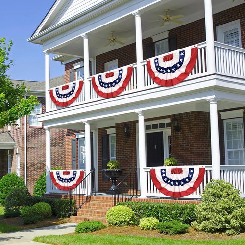 American Flag Bunting by 4Pack - 4th of July Patriotic Decorations | Red, White & Blue Pleated Fan Banners